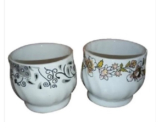 Printed Tea Cup - Crack Resistant Ceramic Standard Size Glossy White Finish | Modern Design Lightweight Long Lasting Quality
