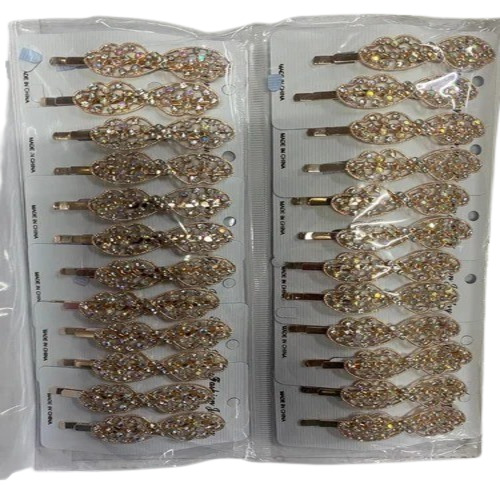 Plastic Stone Hair Pins - Multisizes, Golden Color | Stylish Hair Accessories for Women and Girls