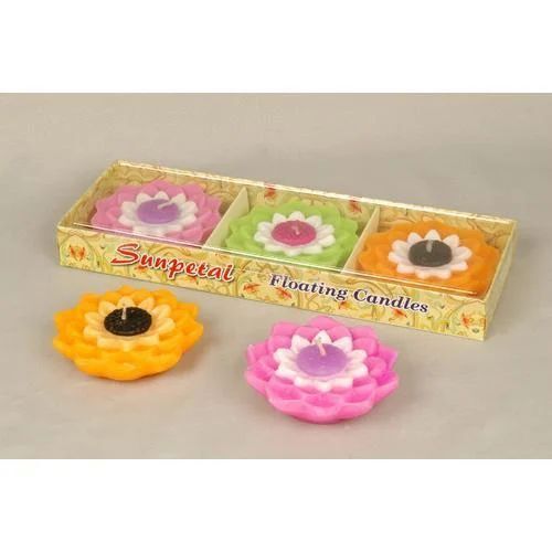 Sun-Petals Floating Candles - Paraffin Wax, Set of Three Elegant Designs | Color Changing, Soft Ambient Glow, Waterproof Base, Versatile Home Decoration