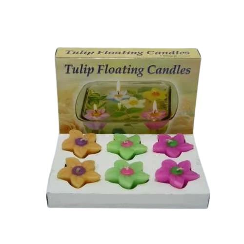 Tulip Floating Candles - Paraffin Wax, Set of 4, Multi Color | Waterproof Base, Non-Toxic Wax, Vibrant Colors, Elegant Ambiance, Safe for Water