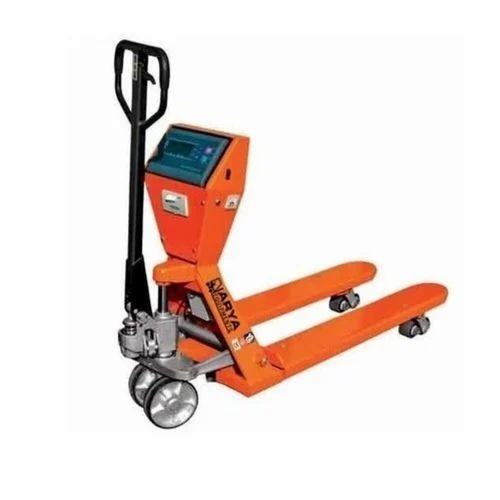 Weighing Scale Pallet Truck - PU Wheels, 550x1150 mm / 685x1220 mm Fork Size, Orange Color | Battery Operated, Digital Monitor Display, Load Capacity Up to 2000 kg