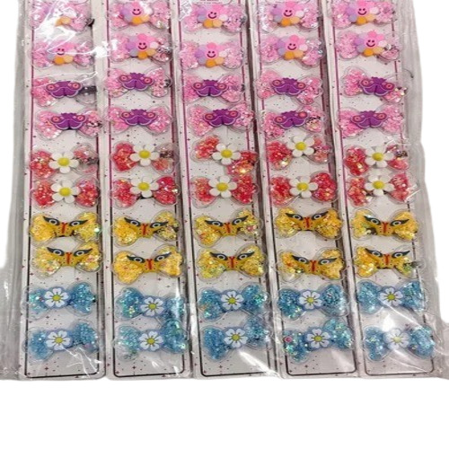 Cartoon Hair Clips - Plastic Material, Multicolor, Stylish Hair Accessory For Women And Girls | Fancy Plain Design For Parties And Weddings