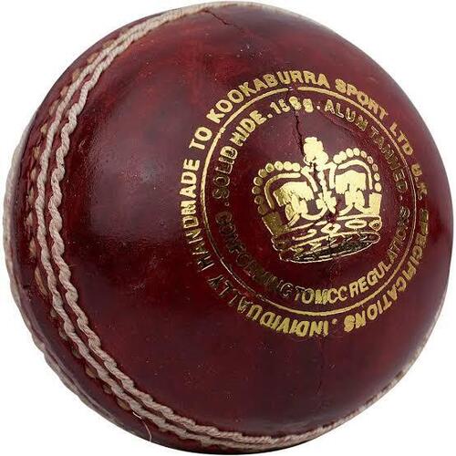 Cricket Ball - Red Leather, Hand-Stitched with Seam Grip | Durable and Polished Finish, Layered Cork Core