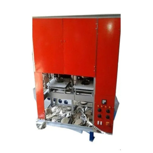 Fully Automatic Double Die Paper Plate Making Machine - Pe Coated Paper, 400 Pcs/hr Capacity, Color Coated, 3 Kw Power, 1 Year Warranty, Hmi Control System, Red Color Finish