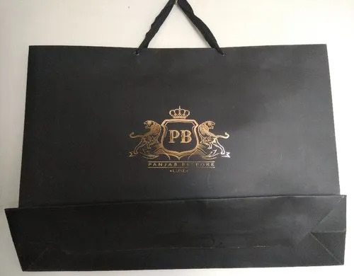 Luxury Paper Carry Bags - SBS Board, 22x5x16 Inch, Black | Biodegradable, Moisture Proof, Recyclable, Rope Handle, Max Load 5kg