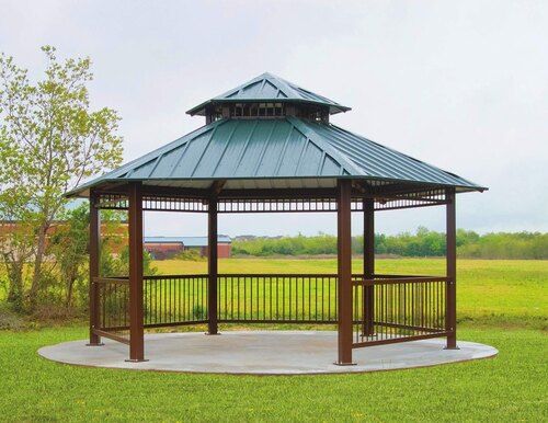 Mild Steel Gazebo Structure - Color: Green