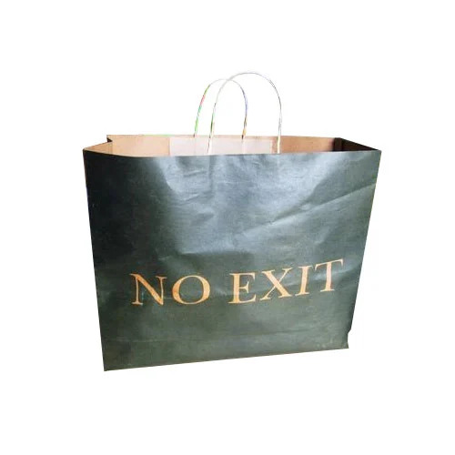 Kraft Paper Shopping Bags - Black Printed Design, Handled with Rope Handles | Biodegradable, Moisture Proof, Recyclable