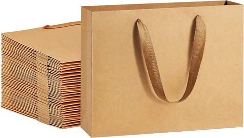 Brown Biodegradable Paper Bag - 9.5x9.5x5.5 Inch | Eco-Friendly, Moisture Proof, Customizable with Rope Handle