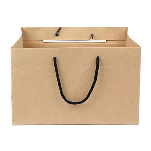 Cake Paper Bag - 5 Kg Capacity, Brown Plain Color | Biodegradable, Moisture Proof, Recyclable, Rope Handles