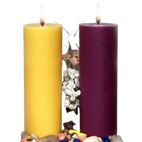 Colorful Pillar Candle - Paraffin Wax, 10 Piece Packet | Multi Color, Elegant Cylindrical Shape, Flame-less, Long Burn Time, Ideal for Home Decor