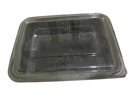 Disposable Plastic Box - 1 L, Transparent Plain Design | Food Packaging, Edible Material