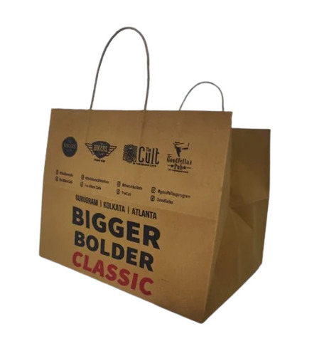 Eco Friendly Paper Bags - 3 Kg Capacity, 9x11x9 Inch Size, Brown Color | Biodegradable, Moisture Proof, Recyclable, Twisted Paper Handle