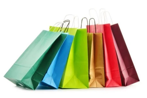 Kraft Paper Multicolor Bags - Standard Size, Biodegradable & Moisture Proof, Recyclable with Rope Handle