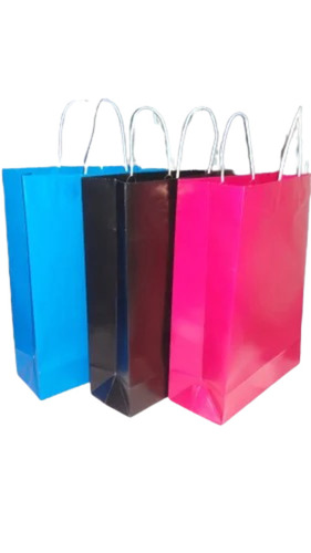 Multi Color Paper Carry Bags - Customized Size, Plain Style with Rope Handles | Biodegradable, Moisture Proof, Recyclable