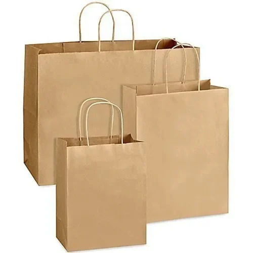 Paper Bag - 5 Kg Capacity, 8x10 Inches Size, Brown Color, 10 mm Thickness, Includes Strap