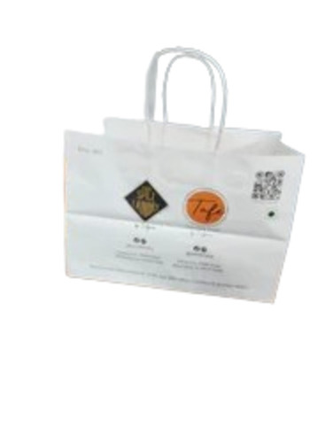 Paper Shopping Bags - 1 Kg, White Color, 60 GSM | Customized Design, Biodegradable, Moisture Proof, Recyclable, Flat Paper Handle