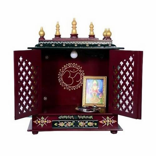 Pooja Temple - Poplar Wood, Multiple Sizes | Custom-Designed for Religious Rituals, Intricate Carvings and Detailed Artwork, Stylish Yet Functional Home Decor