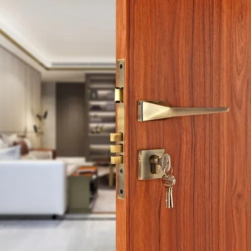 Stainless Steel Mortise Door Lever Lock Set - 120 x 32mm, Rust Proof Golden Finish with Key