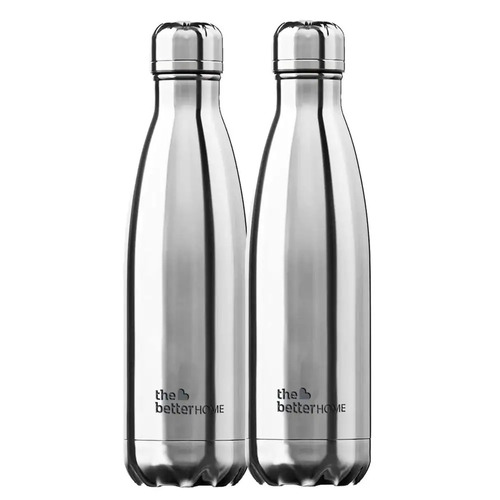 Stainless Steel Bottle - 1 Liter Capacity, Polished Silver Finish, Durable Narrow Flip Top Design | Fine Finished, Screw Cap Sealing, Round Shape