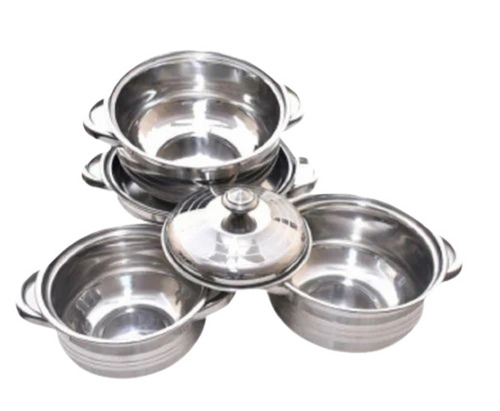 Stainless Steel Malbar Dish Cookware Set - Polished Silver Finish | Good Quality, New Condition, Box Packaging, Metal Material