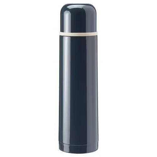 Vacuum Bottle - Stainless Steel, 1 Liter Capacity, Matte Black Finish | Durable Round Design, Narrow Flip Top Lid