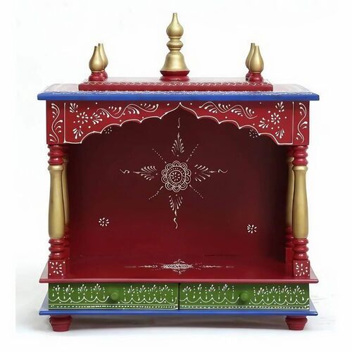 Wooden Pooja Ghar - Solid Poplar, Multiple Sizes & Colors | Premium Carved Design, Easy to Clean, Space-Saving, Artistic Indian Aesthetic