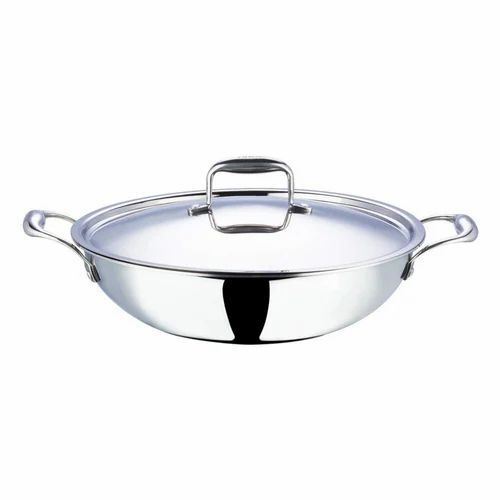 Stainless Steel Kadhai - 43 cm Diameter, 5.2 Ltr Capacity | Long Lasting, Polished Finish, Round Shape
