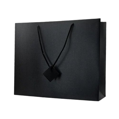 Kraft Paper Bag - 500g to 2 Kg Capacity, Plain Black with Rope Handle | Biodegradable, Moisture Proof, Recyclable