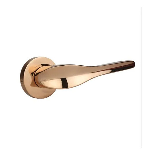 Brass Lever Handle - PVD Rose Gold Finish, Corrosion Resistant Metal for Doors in Homes, Hotels, Offices
