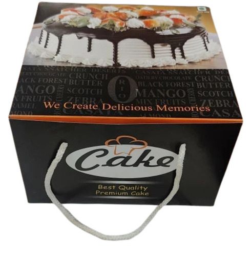 Cake Packaging Box - 500 Gram Capacity, 8x8x5 Inches Size | Durable Printed Paper, Square Design