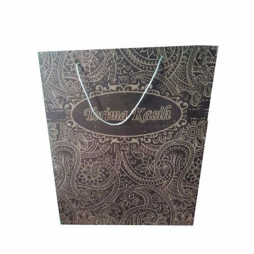 Decorative Kraft Paper Bag - 1-2 kg Capacity, Printed Design | Biodegradable, Moisture Proof, Recyclable, Rope Handle