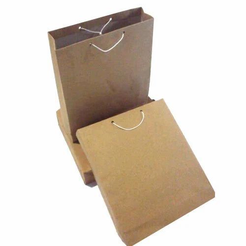 Kraft Paper Bag - 150 GSM, Brown Color with Rope Handle | Plain Style, Disposable Use
