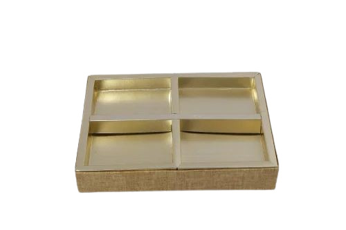 Fancy Dry Fruit Box - Cardboard, 250 Gms Capacity, 4 Compartments, Blue & Cream Color | A1 Packaging