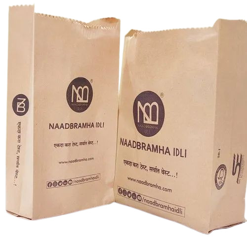 Food Grade Paper Bags - 2kg Printed Brown Packaging Solution | Max Load 2kg, Durable, Eco-Friendly
