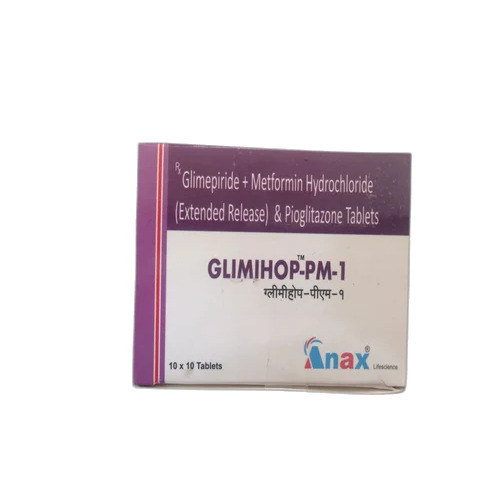 Glimihop PM1 - 1mg Glimepiride, 500mg Metformin SR, 15mg Pioglitazone Tablets | Effective Blood Sugar Control, Combination Therapy for Type 2 Diabetes, Reduces Insulin Resistance, Improves Glucose Tolerance, Lowers HbA1c Levels, Easy to Administer