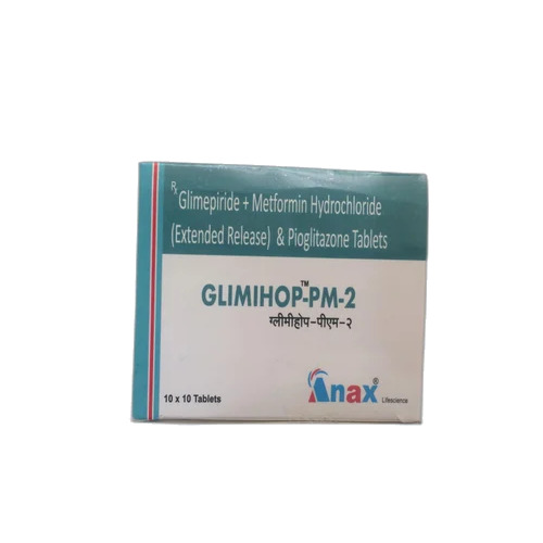 Glimihop PM2 Tablets - Glimepiride 2 mg + Metformin 500 SR + Pioglitazone 15 mg | Triple-Action Diabetes Medication, Effective Blood Sugar Control, Lowers HbA1c Levels, Easy to Administer