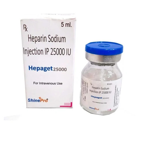 Heparin Sodium Injection - 25000 IU/5ml Liquid | Prescription Medication for Treatment and Prevention of Blood Clots, Suitable for Women and Adults