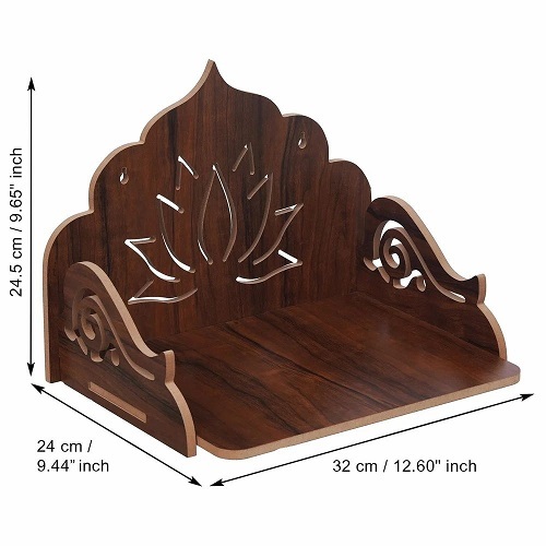 Wooden Temple - Handmade Eco-Friendly Brown Wood Design, Polish Finished | Non-Toxic, Scratch Resistant Religious Artistry