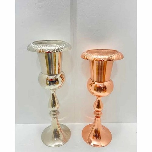 Metal Flower Vase - Bottle Shaped, Copper and Silver Color | Customized Antique Finish, All Sizes Available