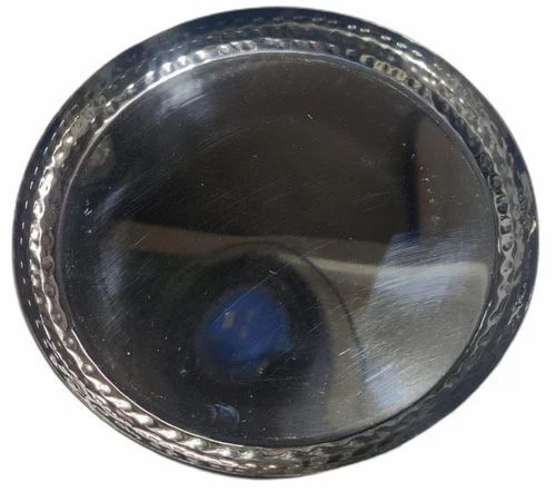 Mirror Finish Stainless Steel Dinner Plate - 9 Inch Round Silver | Long Lasting, Plain Surface, Ideal for Home Use