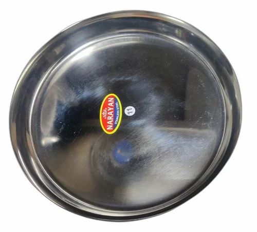 Narayan Stainless Steel Dinner Plate - Stainless Steel, 11 Inch Diameter, Silver Color, Round Shape, Plain Design, Mirror Polish Finish | Long Lasting Home Use