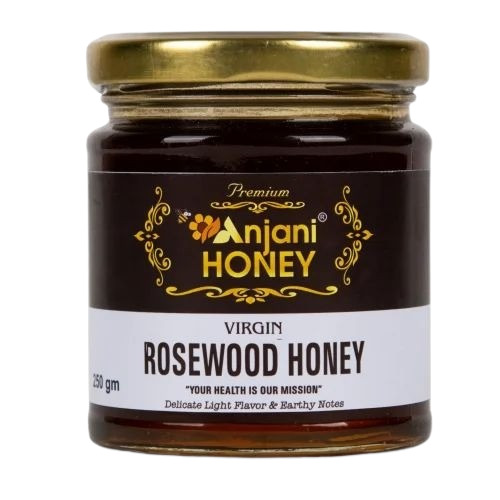 Organic Rosewood Honey - Liquid, 250 gm Jar | Sweet Flavor, Food Grade, 18 Months Shelf Life, Suitable for Personal Use, Foods, Cosmetics, and Medicine