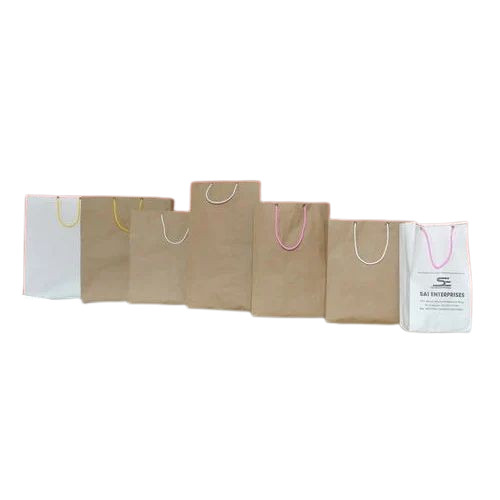 Paper Shopping Carry Bags - Kraft Paper, Brown and White | Biodegradable, Moisture Proof, Recyclable, Rope Handle
