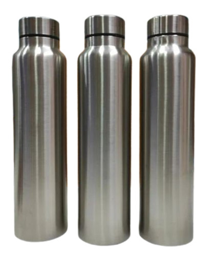 Stainless Steel Water Bottle - Round Shape, Silver Color | Long Lasting, Durable, Polished Finish