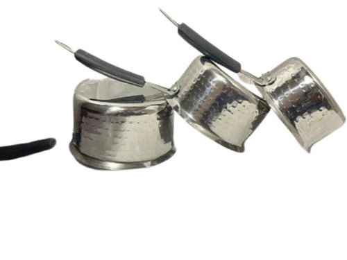 202 Stainless Steel Hammered Saucepan Set - 3 L, 2.5 L, 2 L Capacity | Long Lasting, Round Shape, Good Quality, Ideal for Cooking