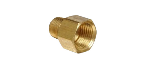 Brass Hex Adapter - 1/2 Inch, Polished Golden Finish, Durable Built Quality, Equal Shape