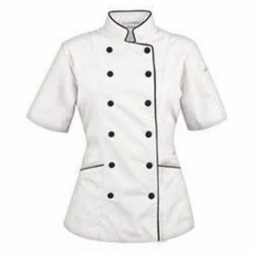 Chef Coat - Cotton, Large Size | White Color, Regular Fit, Customized Collar, 2 Pockets, Medium Sleeve Style