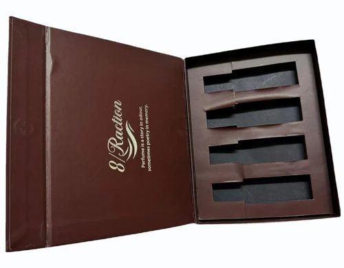 Cosmetic Packaging Box - 350 GSM Biodegradable SBS Paper, Dark Brown Rectangle with Matte Finish, Embossing & Cut Out Design