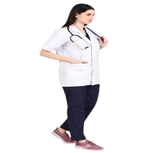 Doctor Lab Coat - Cotton Blend, Small/medium/large | Unisex, White, Machine Made, Soft Texture, Skin Friendly, Short Sleeves, Washable And Breathable