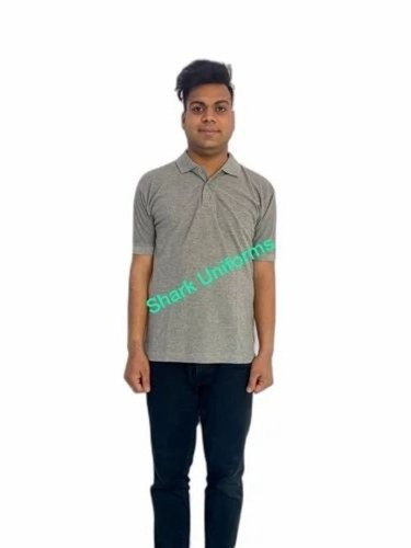 Grey Men Collar T Shirt